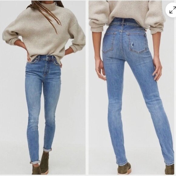 Anthropologie Pilcro High-Rise Leopard-Trimmed Skinny Jeans – Size 25 - Picture 3 of 8